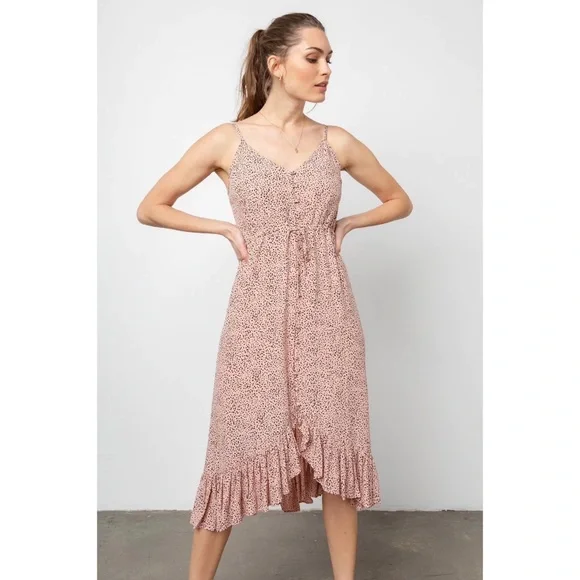 🐆 Rails, Frida Dusty Rose Spotted High-Low Dress